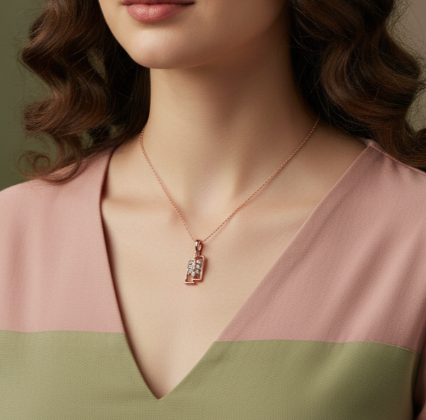 Elegant Geometric Diamond Silver Pendant