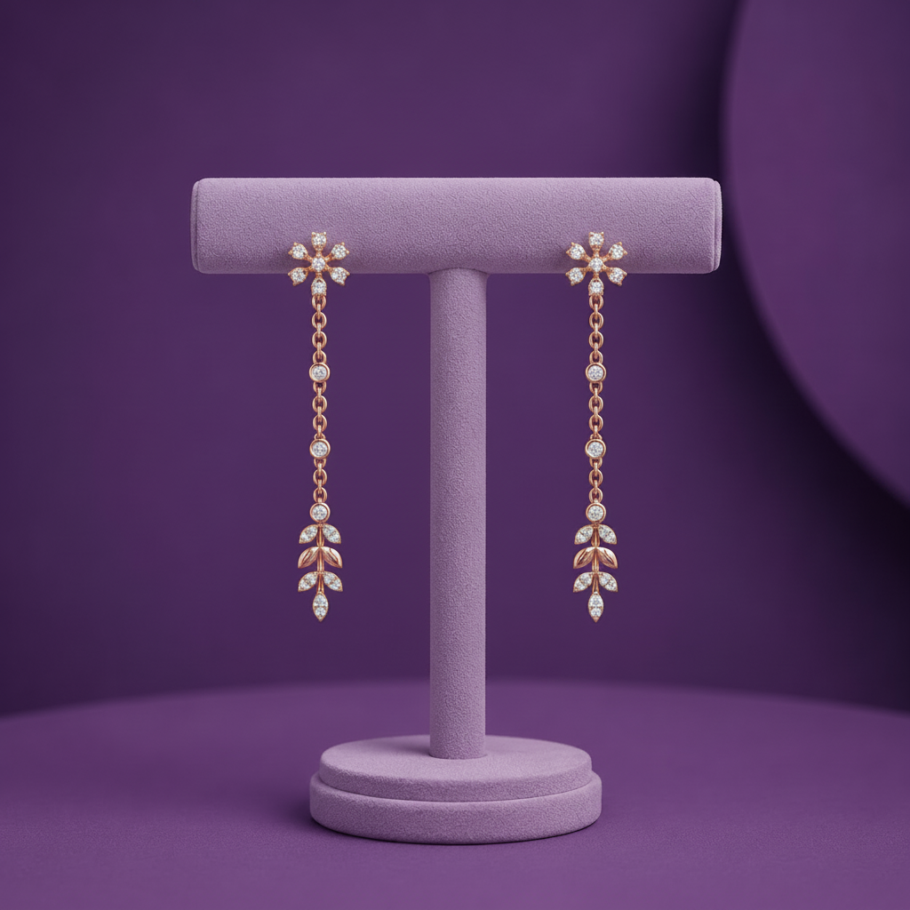 Floral Chain Drop 925 Silver Earrings