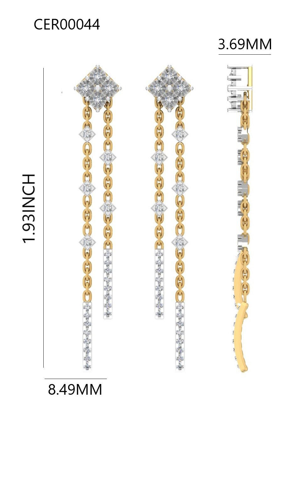 Geometric Chain Dangle 925 Silver Earrings