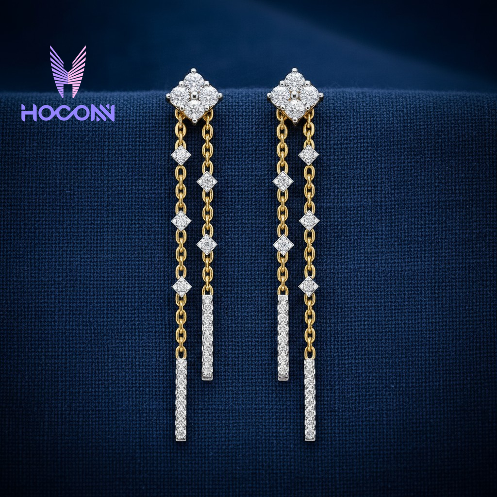 Geometric Chain Dangle 925 Silver Earrings