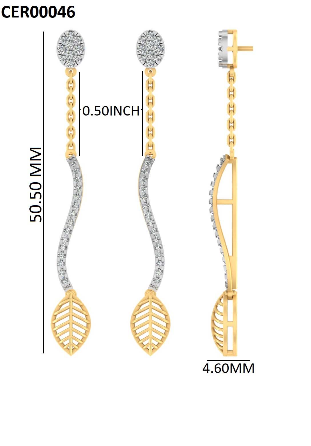 Leaf Drop Dangle 925 Silver Earrings