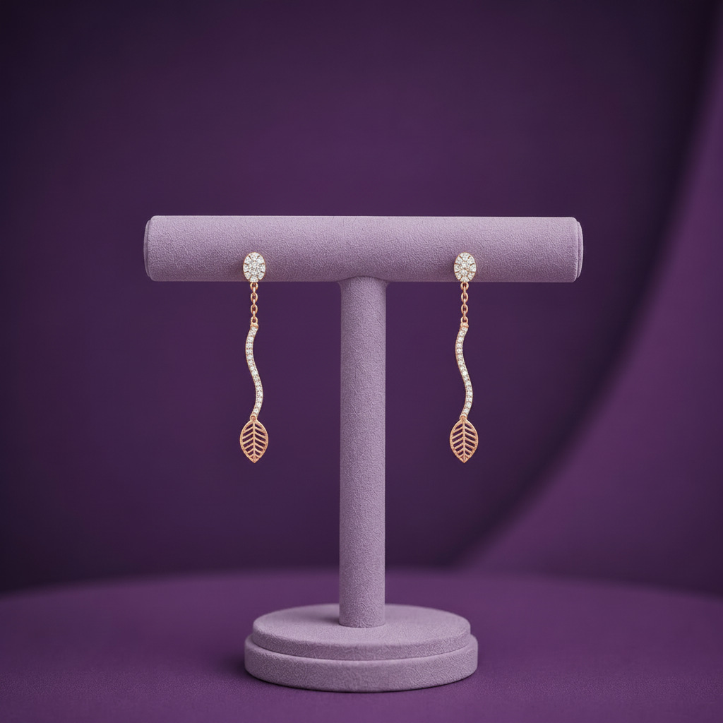 Leaf Drop Dangle 925 Silver Earrings