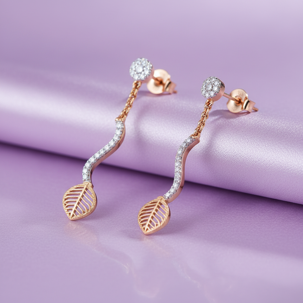 Leaf Drop Dangle 925 Silver Earrings