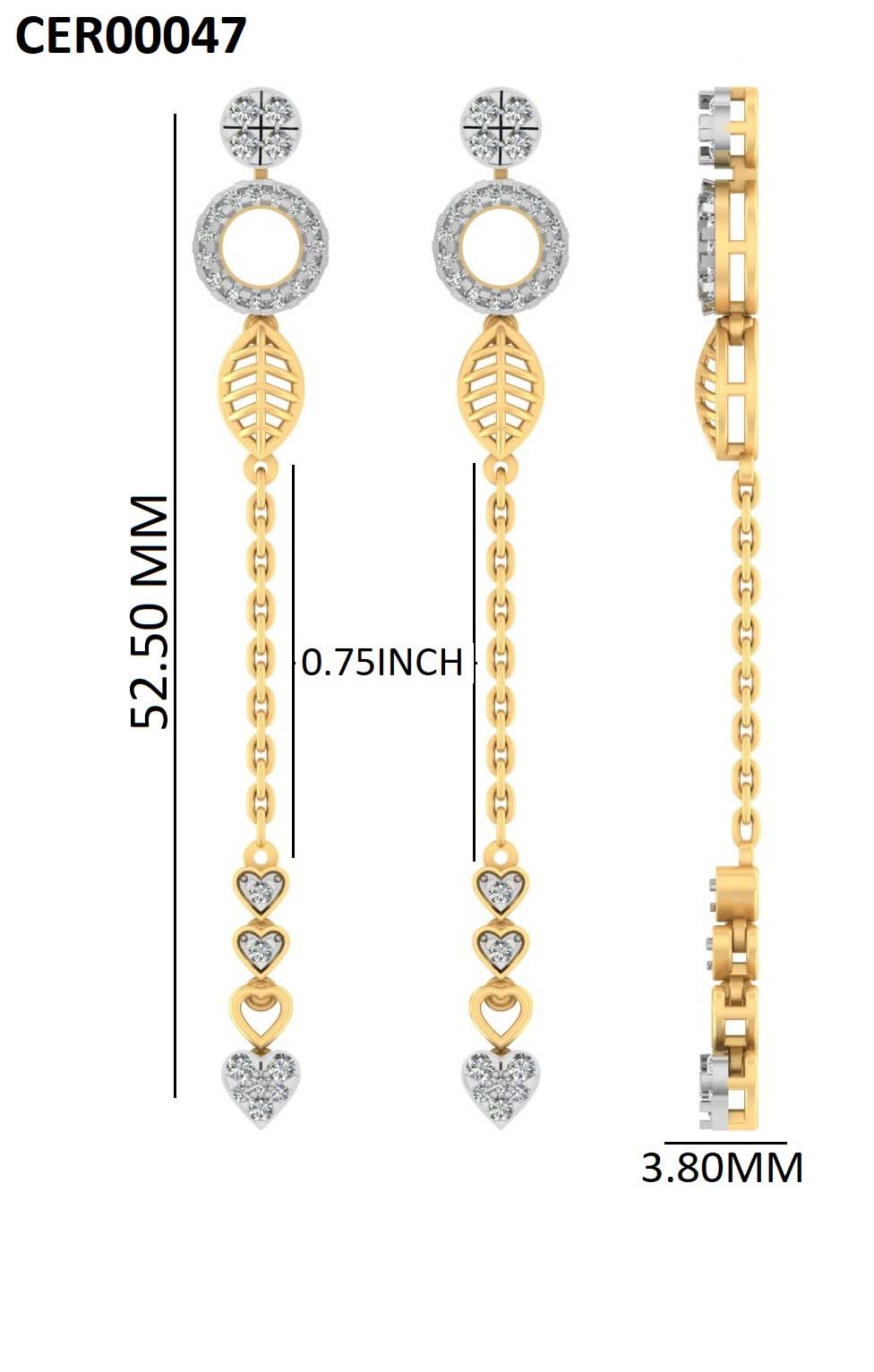 Layered Heart Dangle 925 Silver Earrings