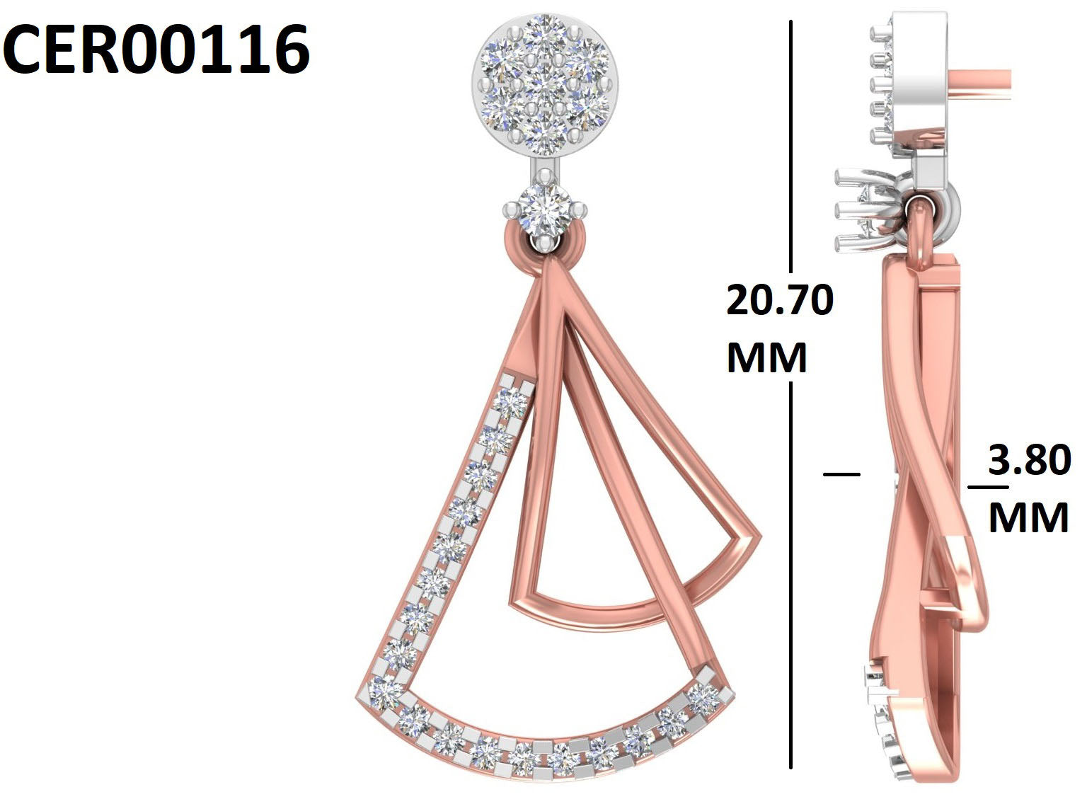Designer Fan Dangle 925 Silver Earrings