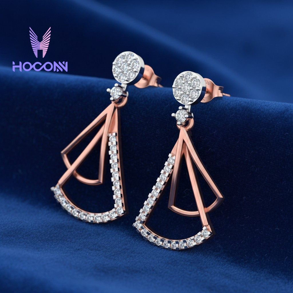 Designer Fan Dangle 925 Silver Earrings
