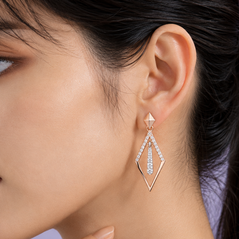 Sleek Geometric 925 Silver Drop Earrings