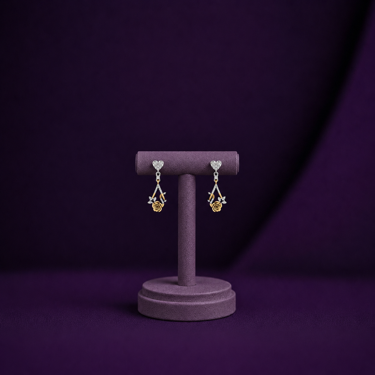Dual Tone Floral 925 Silver Earrings