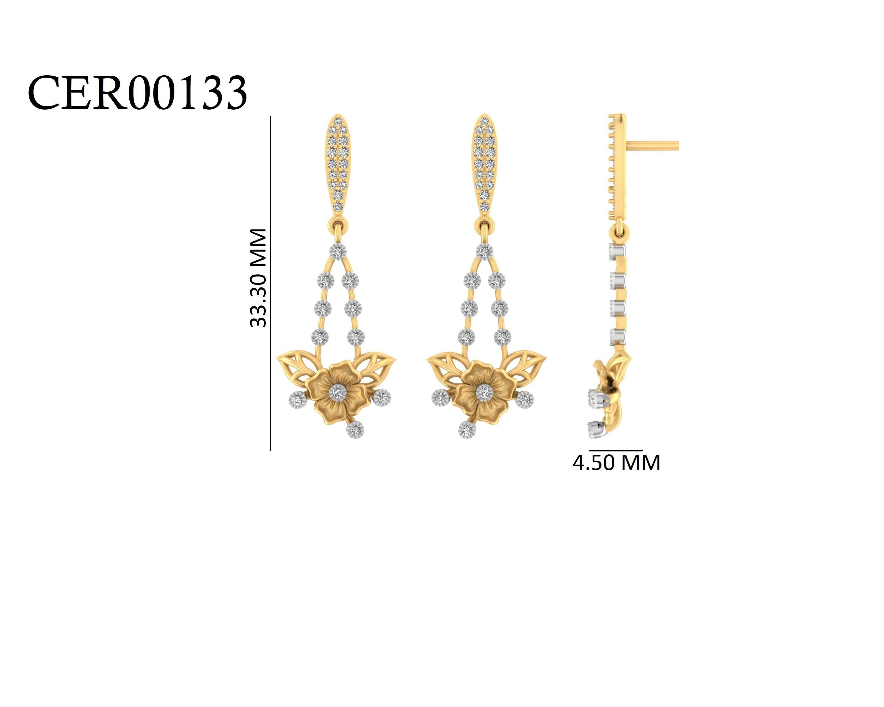 Bloom Style Diamond Dangle 925 Silver Earrings