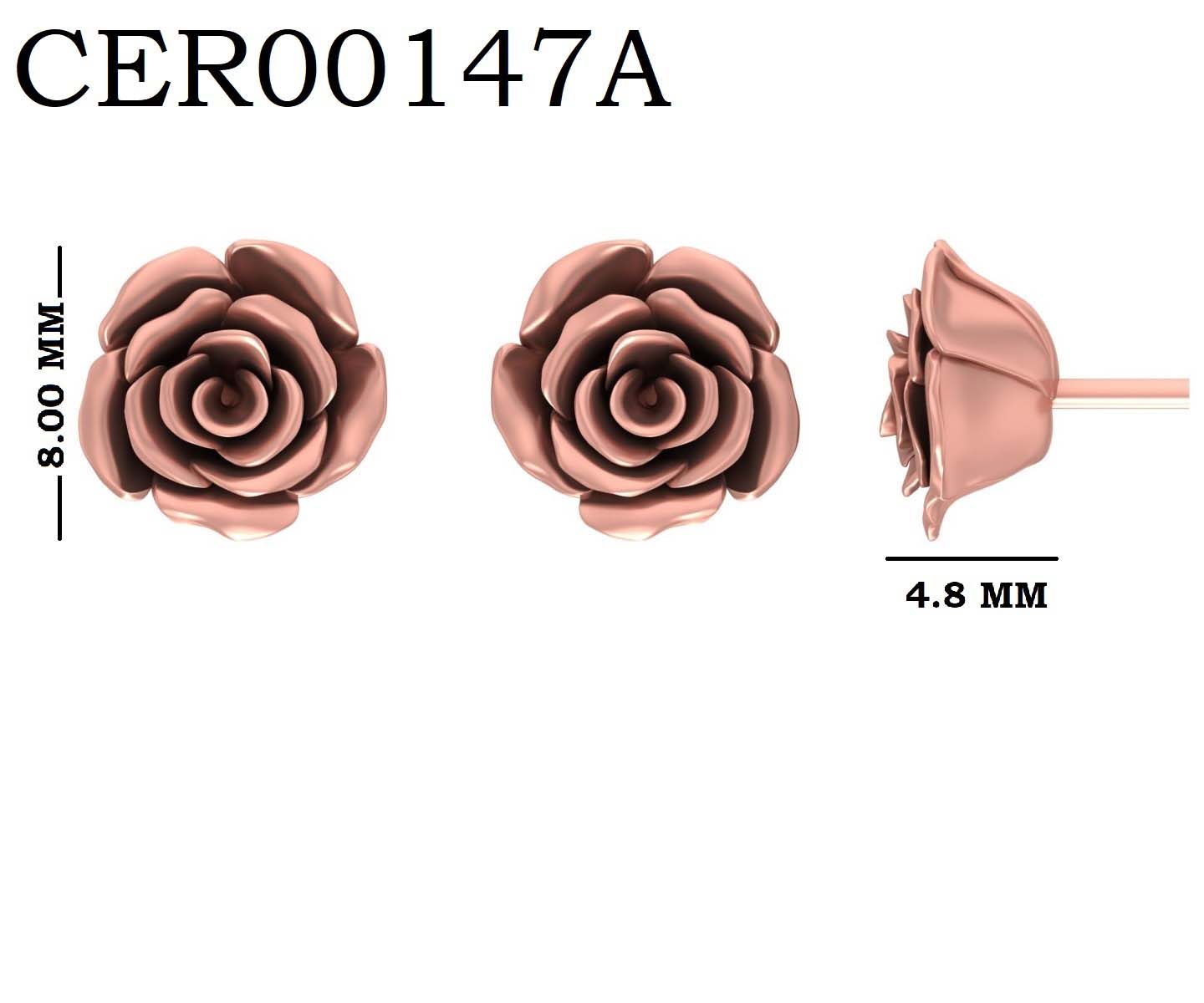 Minimalist Rose Bud 925 Silver Stud