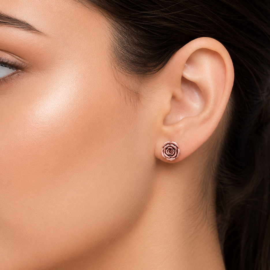 Minimalist Rose Bud 925 Silver Stud