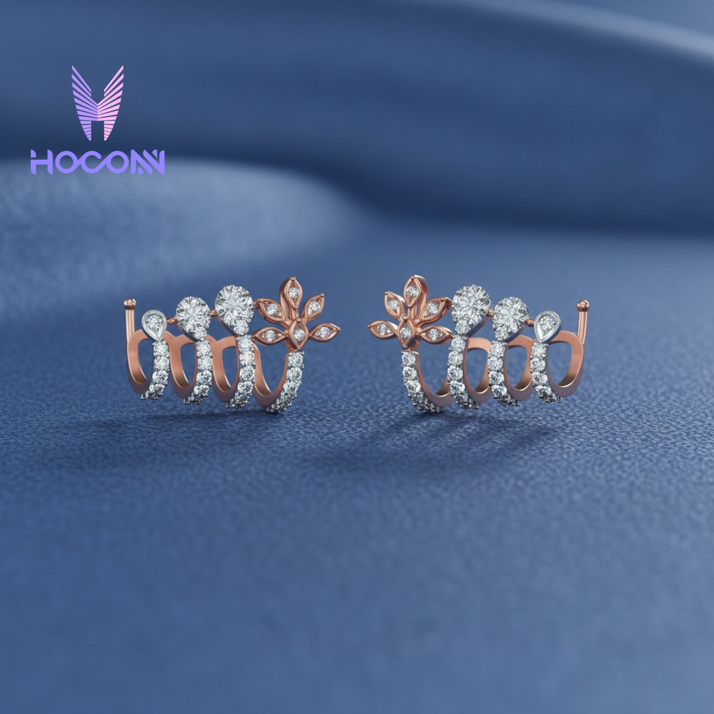 Multi Hoop Diamond Ear 925 Silver Cuff