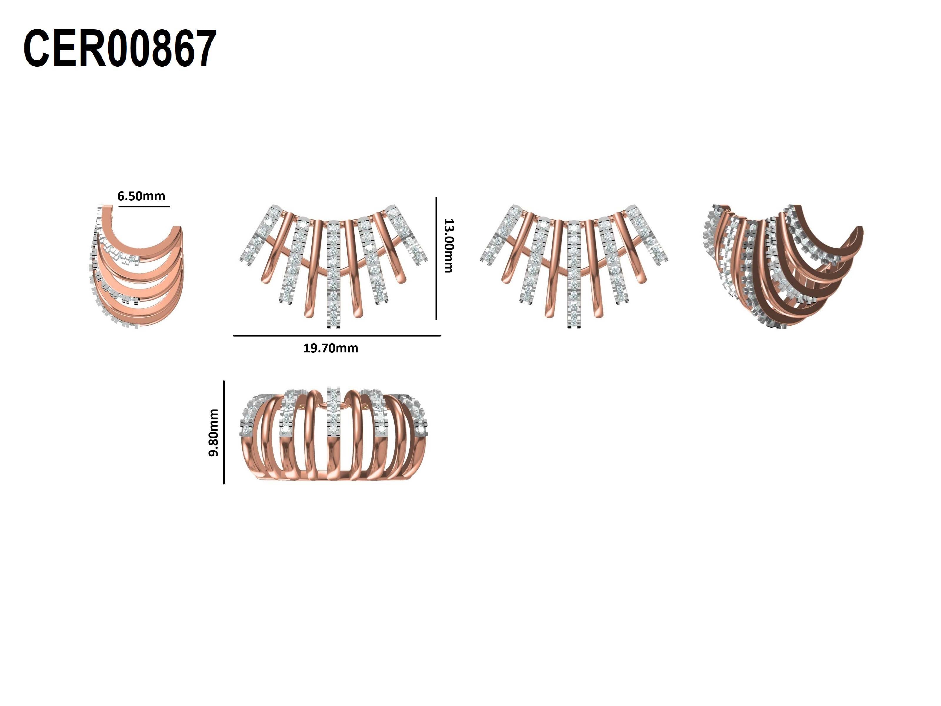 Radiating Diamond Fan 925 Silver Ear Cuff