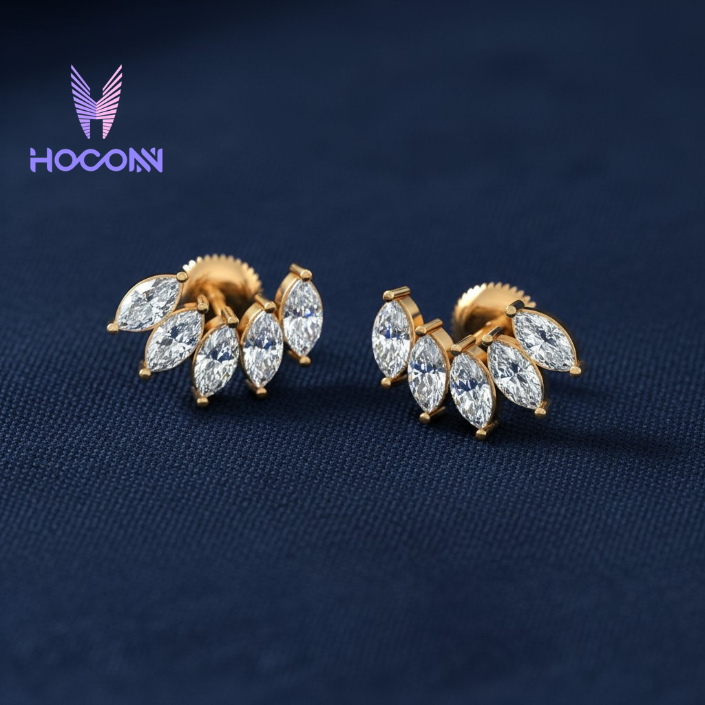 Chic Marquise Diamond 925 Silver Stud