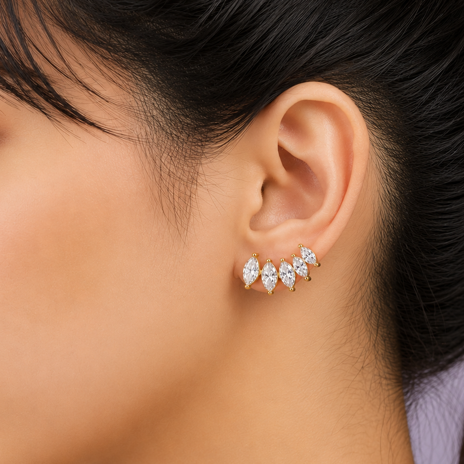 Chic Marquise Diamond 925 Silver Stud