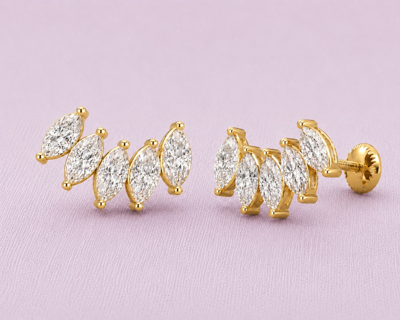 Chic Marquise Diamond 925 Silver Stud
