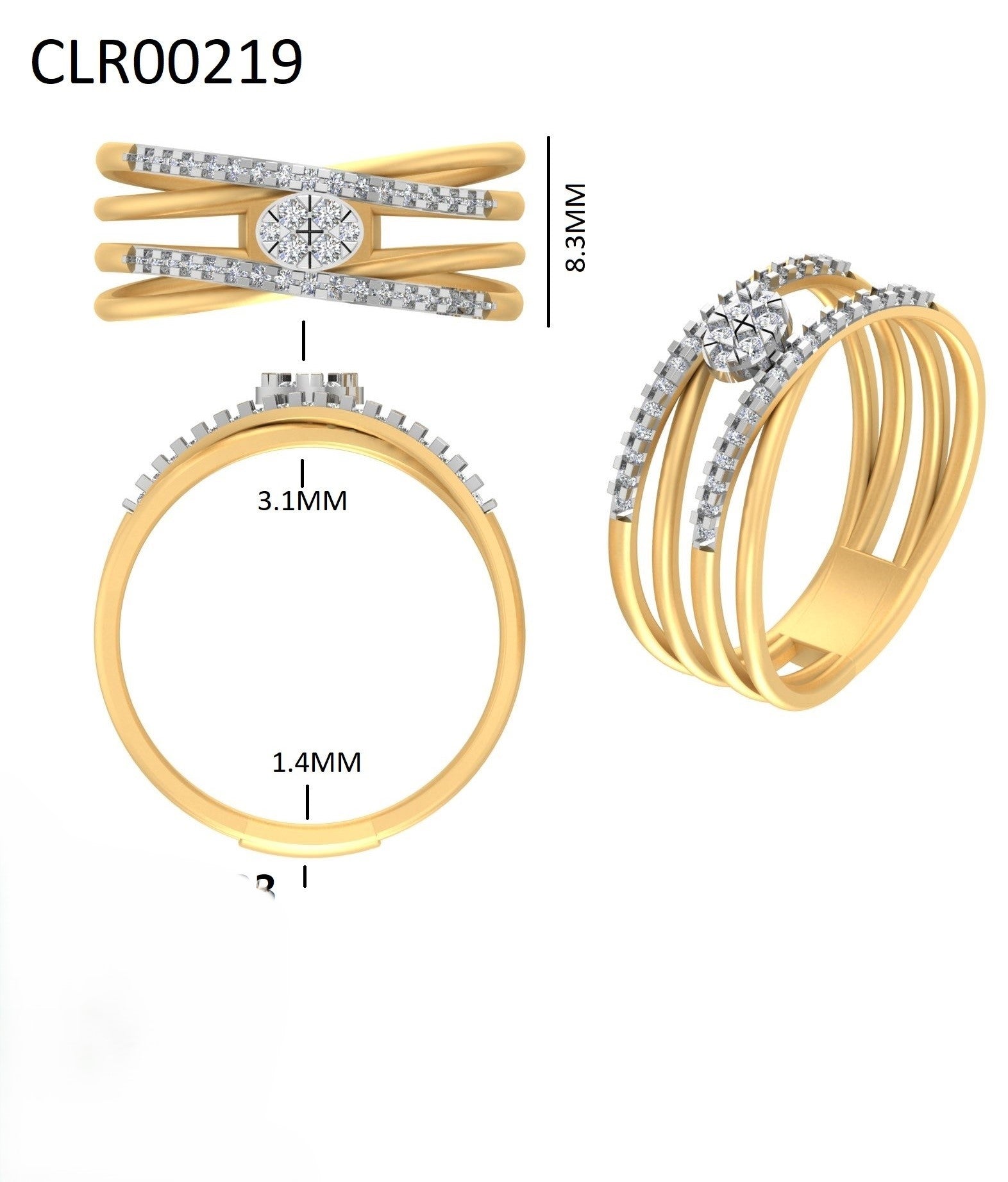 Gold Plated Interwoven Grace 925 Silver Ring