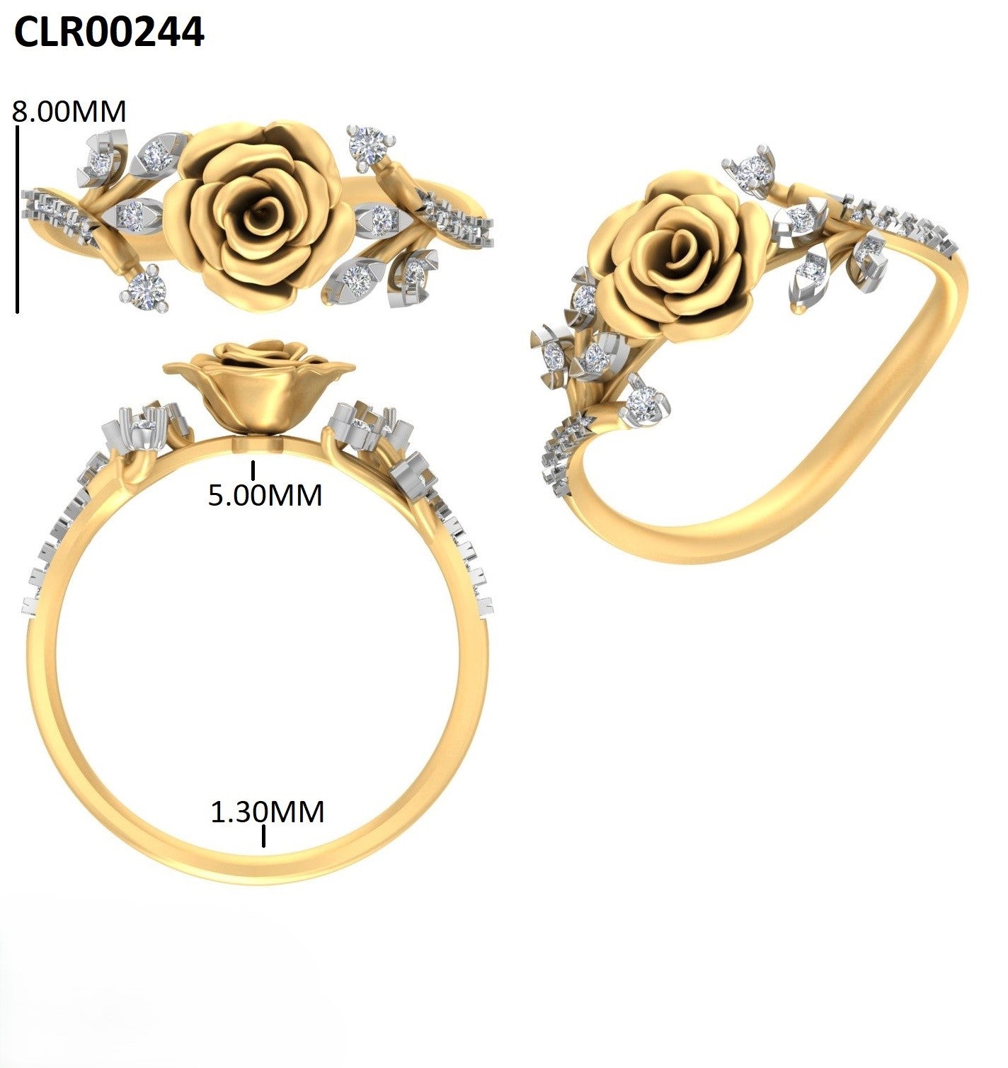 Rose Gold Plated Flora Grace 925 Silver Ring