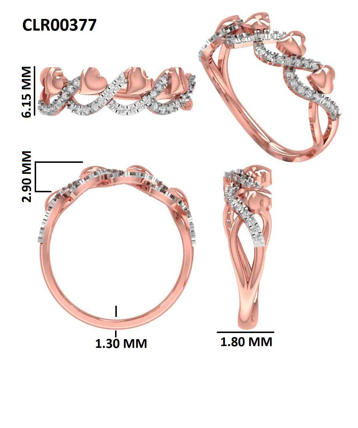 Love Weave 925 Silver with Rose Gold Plating