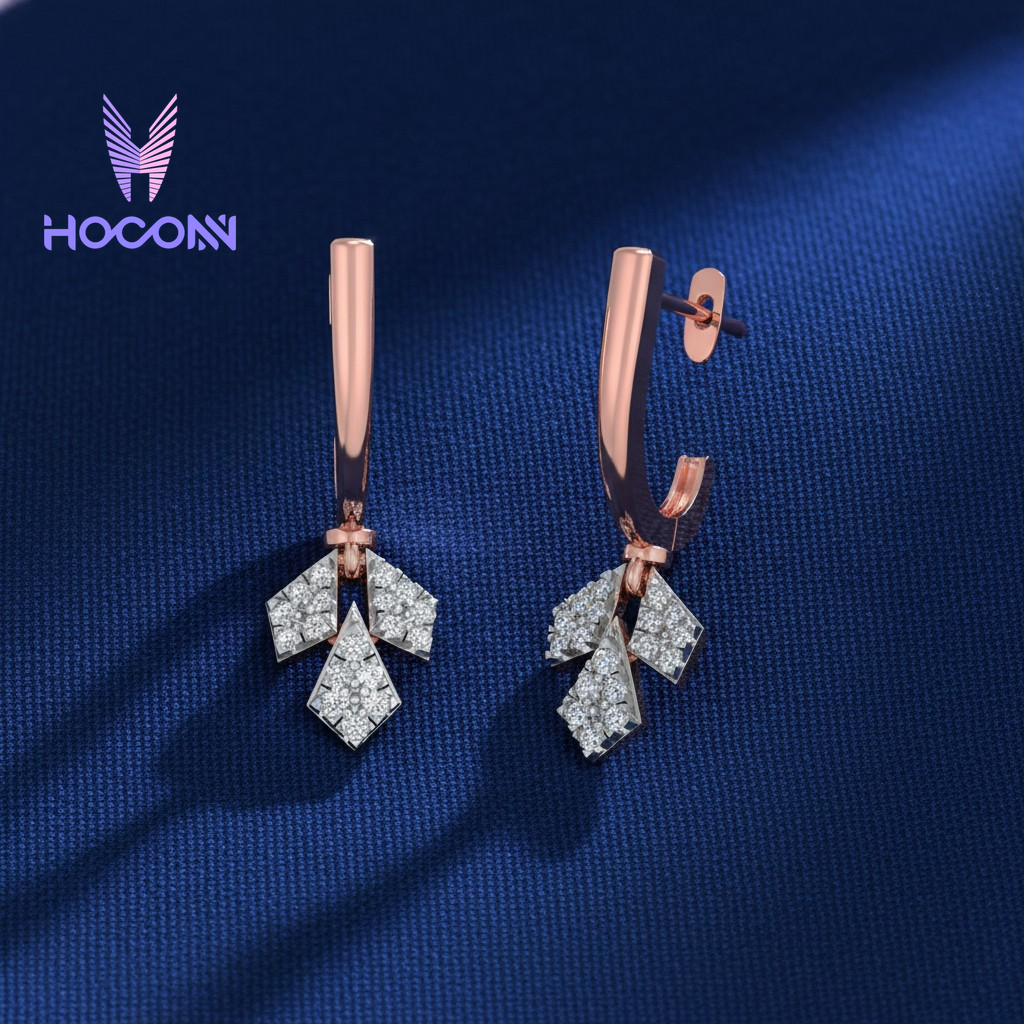 925 Silver | Brilliant Diamond Drop Hoop Design