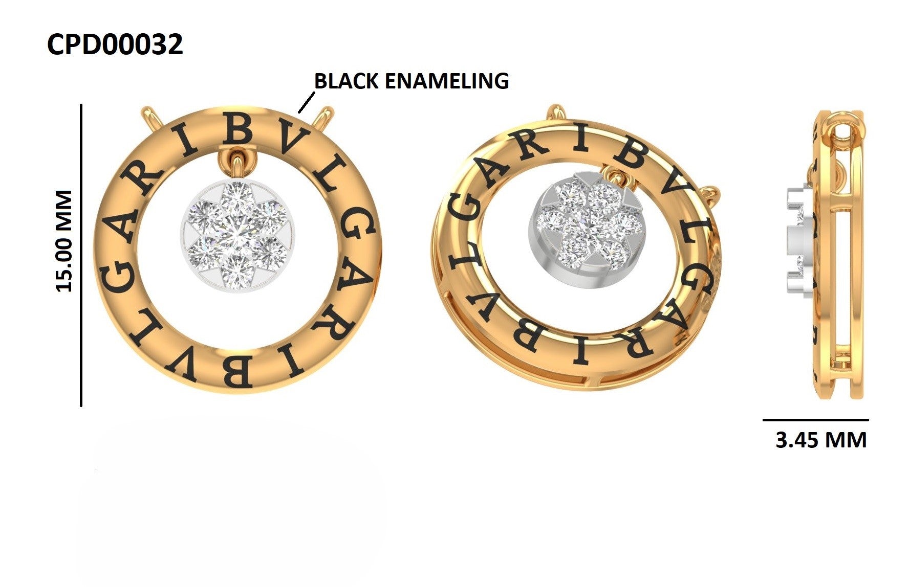 Classic Circular Diamond Engraved 925 Silver Pendant With Chain