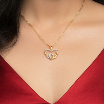 Love Embrace Heart 925 Silver Gold Plated Pendant