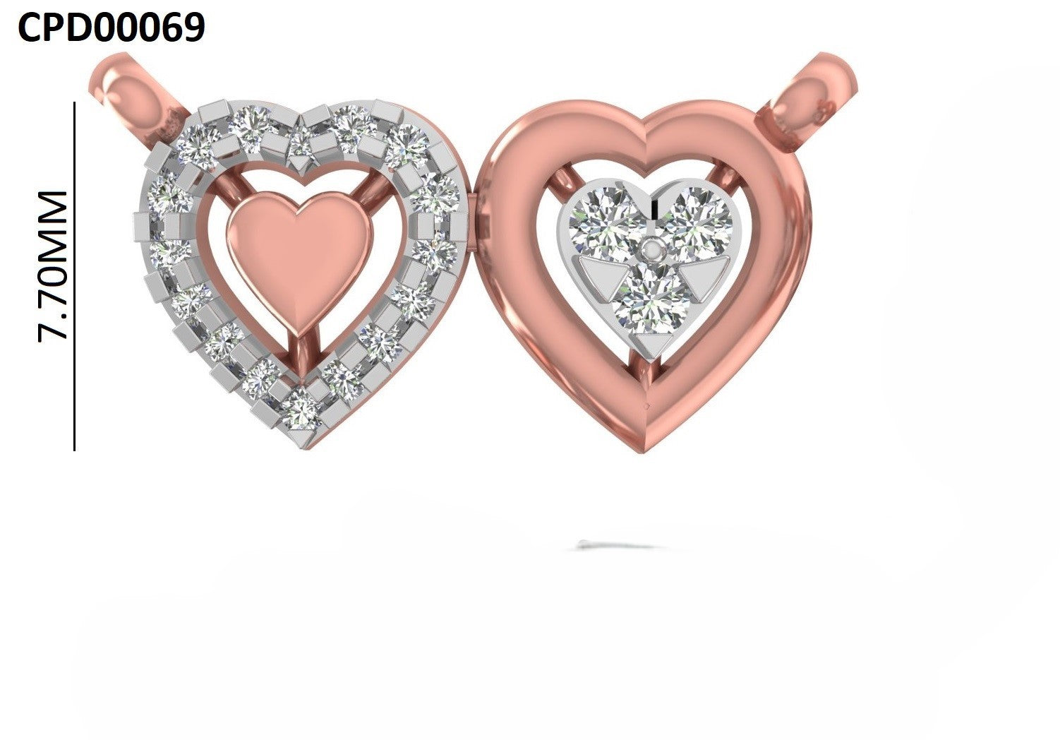Sweet Romance Twin Heart Silver Pendant With Chain