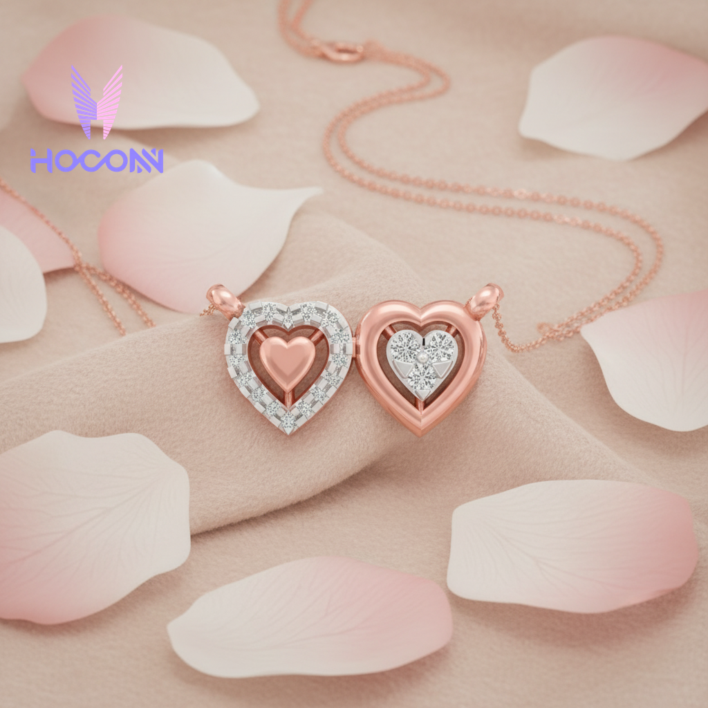 Sweet Romance Twin Heart Silver Pendant With Chain