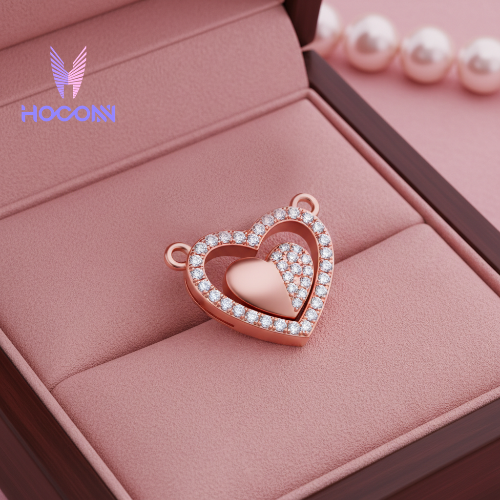 Shimmering Double Heart 925 Silver Pendant With Chain