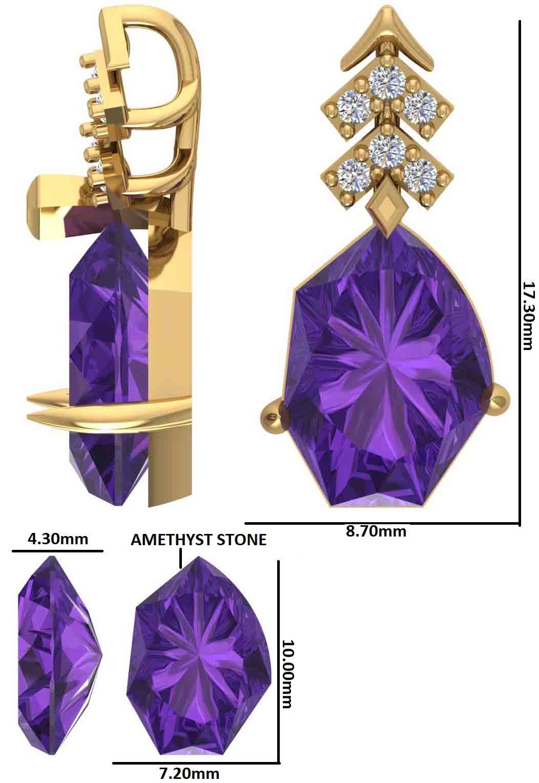 Amethyst Drop 925 Silver Pendant