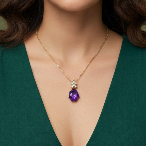 Amethyst Drop 925 Silver Pendant