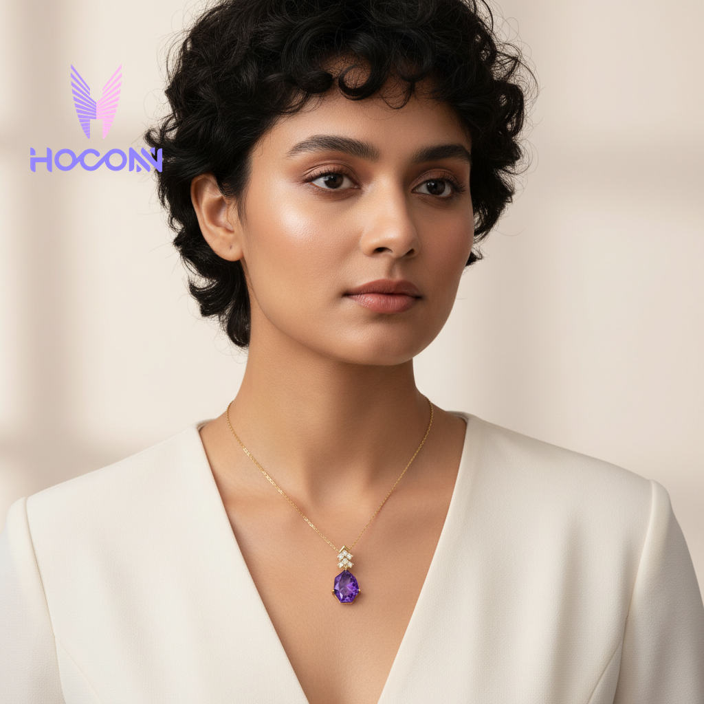 Amethyst Drop 925 Silver Pendant