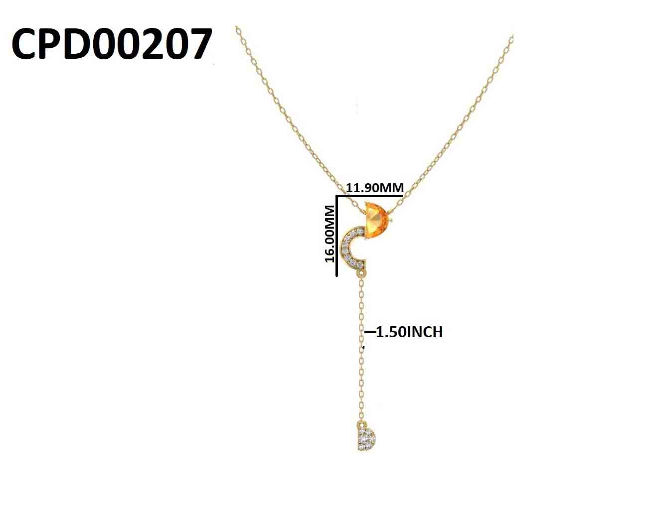 Gold Tone Y Drop 925 Silver Necklace With Chain
