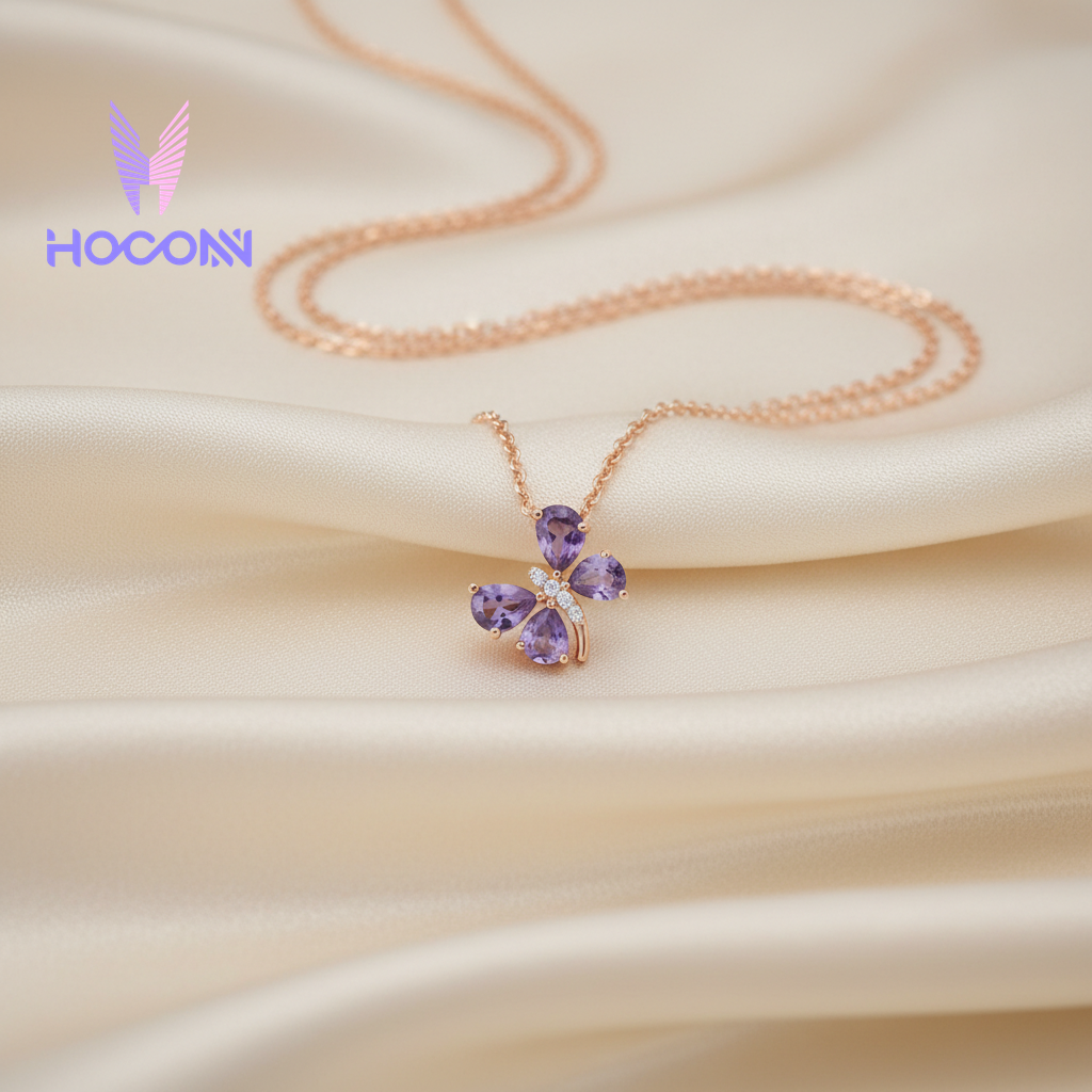 Amethyst Stone Butterfly 925 Silver Pendant