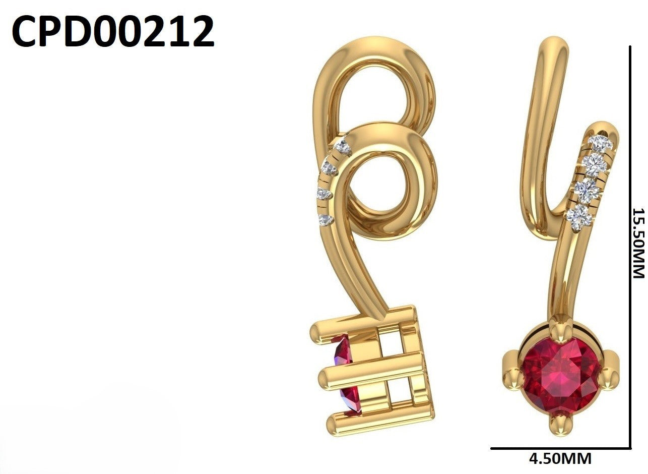 Elegant Ruby Drop Silver Pendant