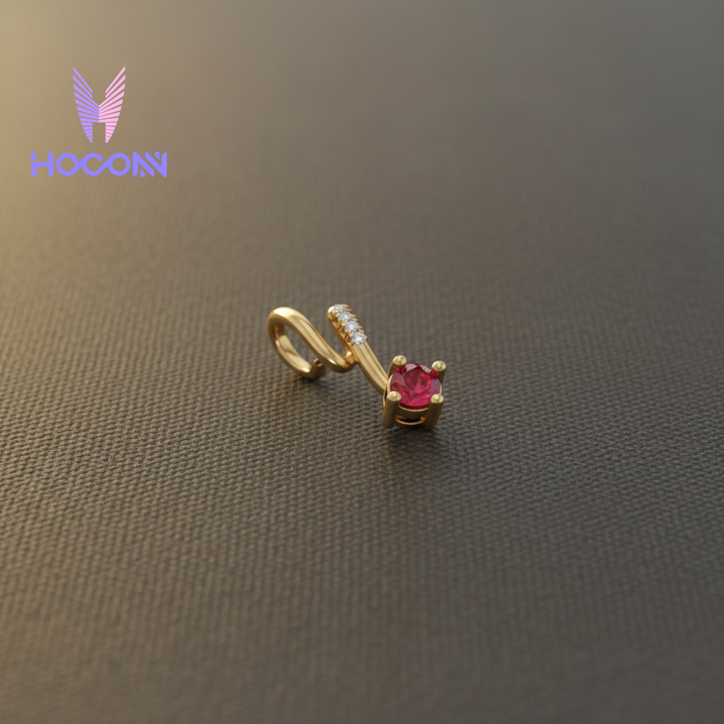 Elegant Ruby Drop Silver Pendant