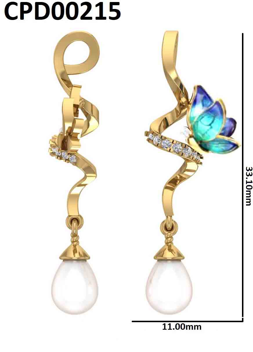 Pearl Drop Butterfly 925 Silver Gold Plated Pendant