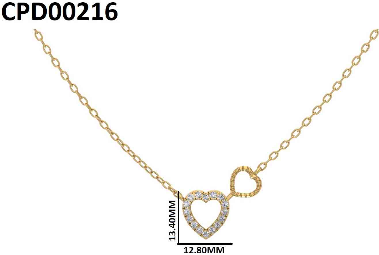 Luxury Diamond Look Heart Silver Pendant With Chain