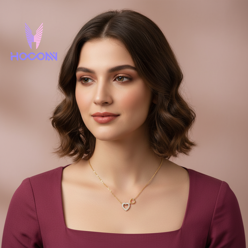 Luxury Diamond Look Heart Silver Pendant With Chain