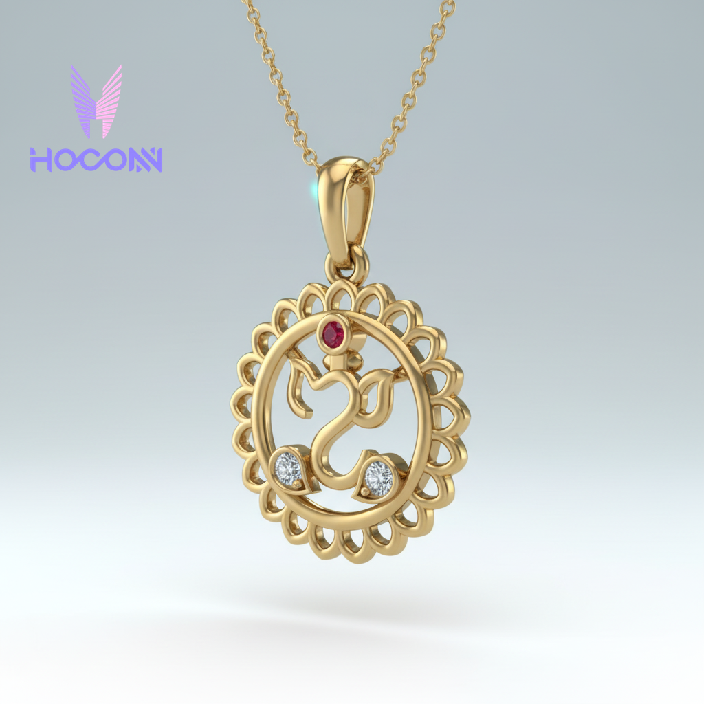 Gold Plated Divine Om Blessing Silver Pendant