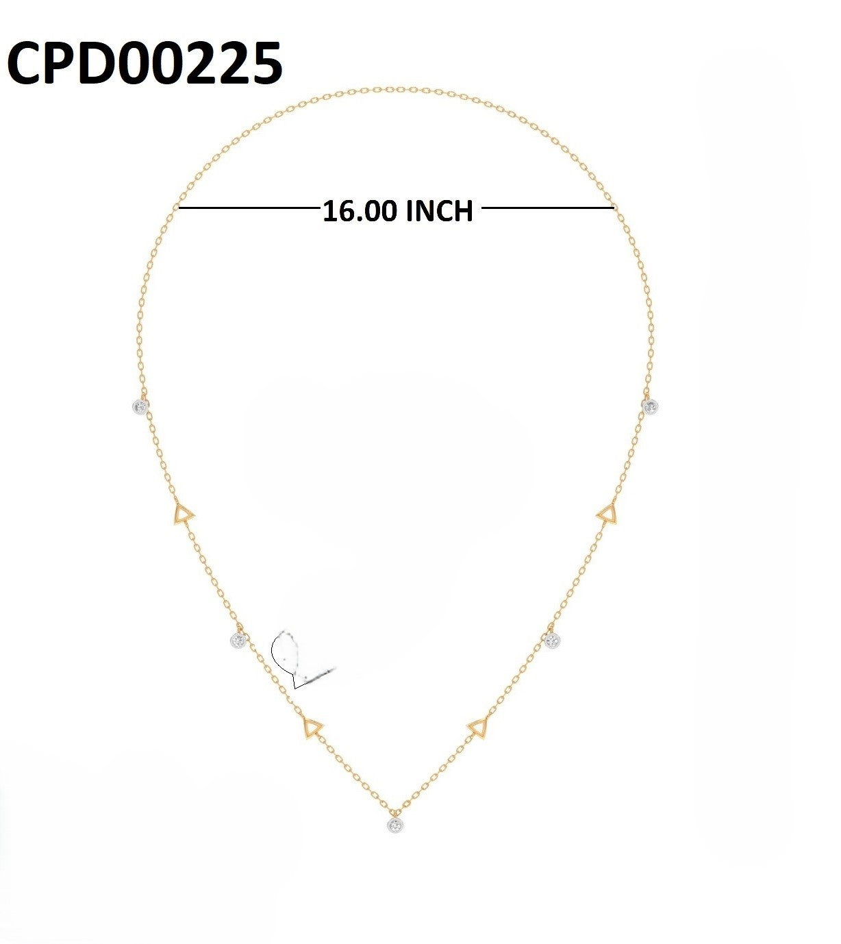 Triangle Diamond Station 925 Silver Necklace | Gold Plated