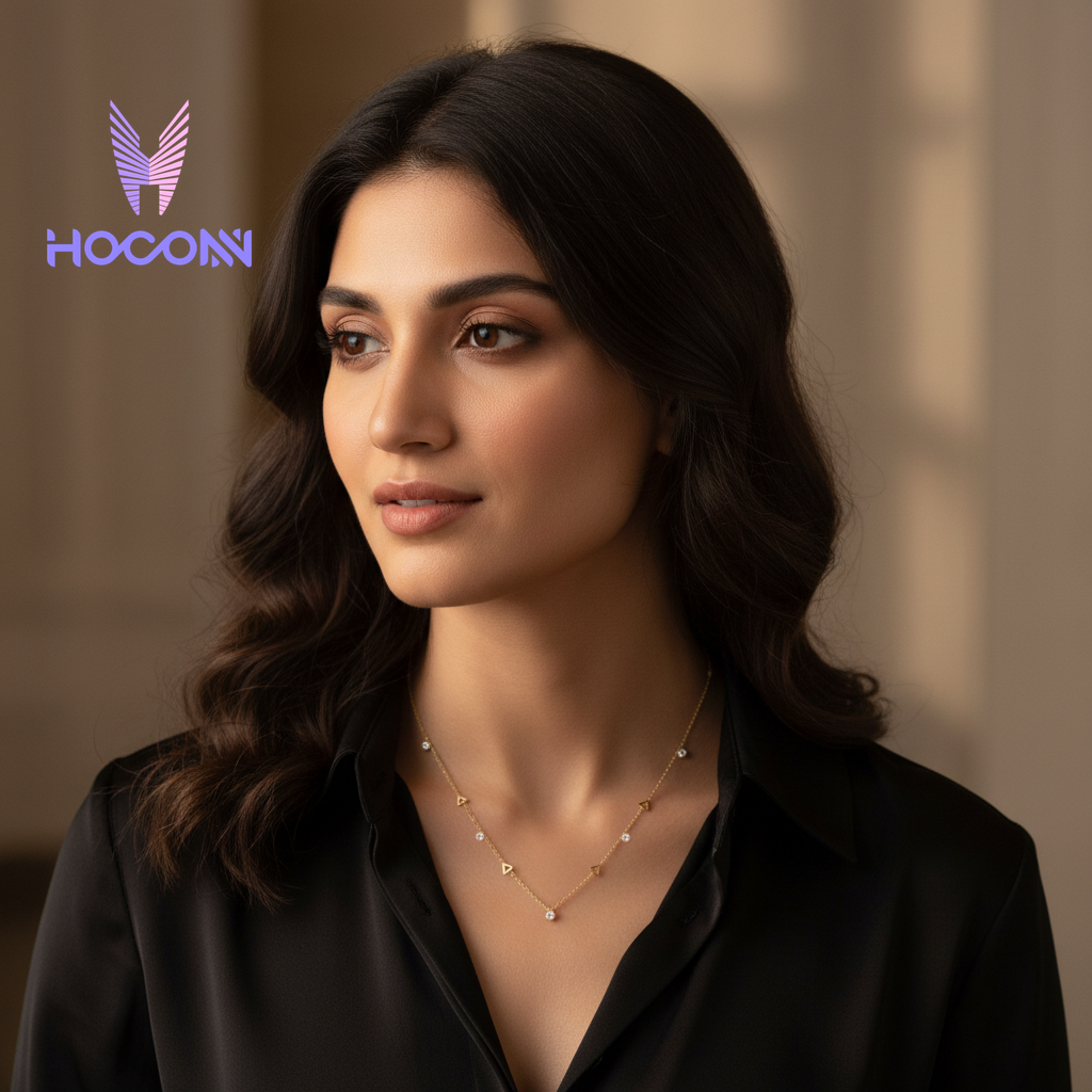 Triangle Diamond Station 925 Silver Necklace | Gold Plated