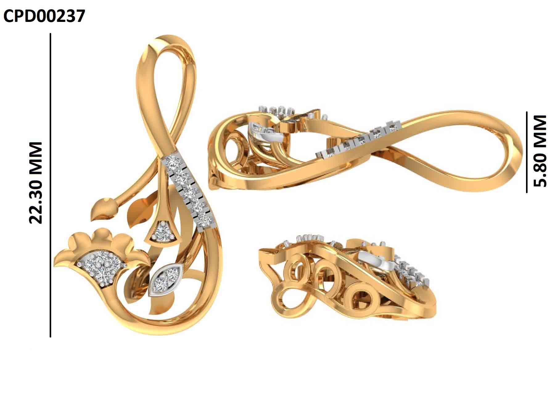 Silver Floral Infinity Gold Plated Pendant