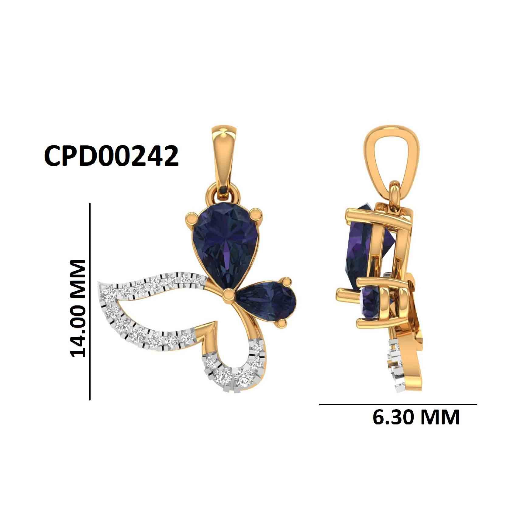 Butterfly Elegance Sapphire Diamond 925 Silver Pendant