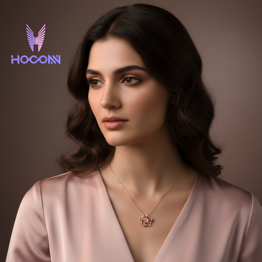 Luxury Rose Gold Plated Flower Silve Pendant