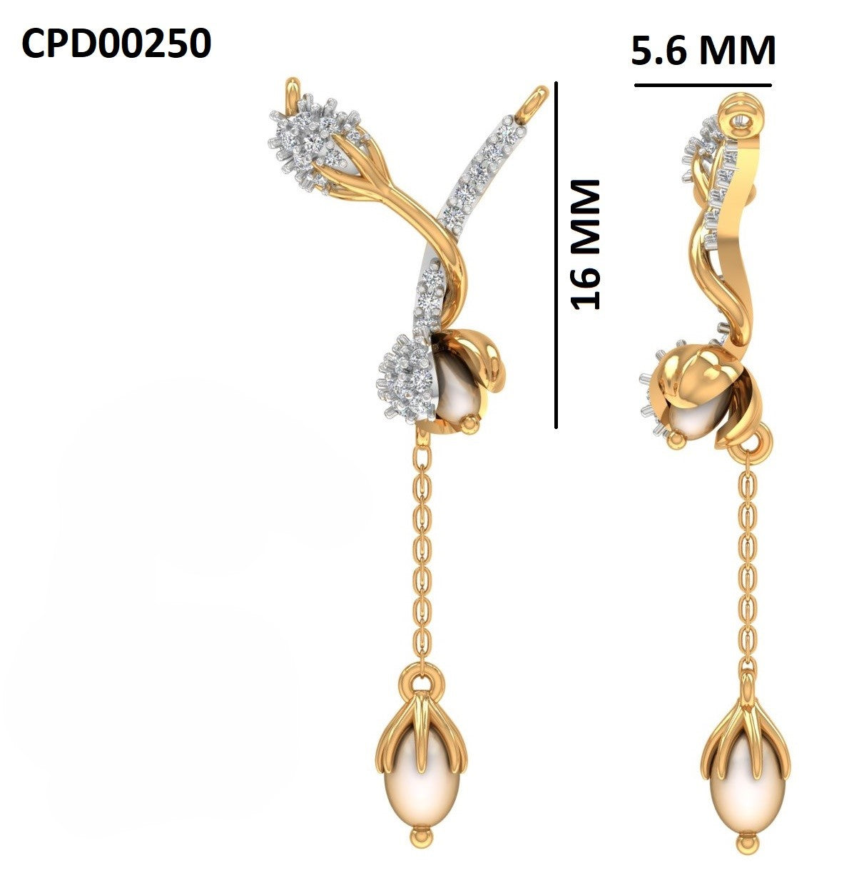 Flowing Vine Pearl Silver Pendant With Chain