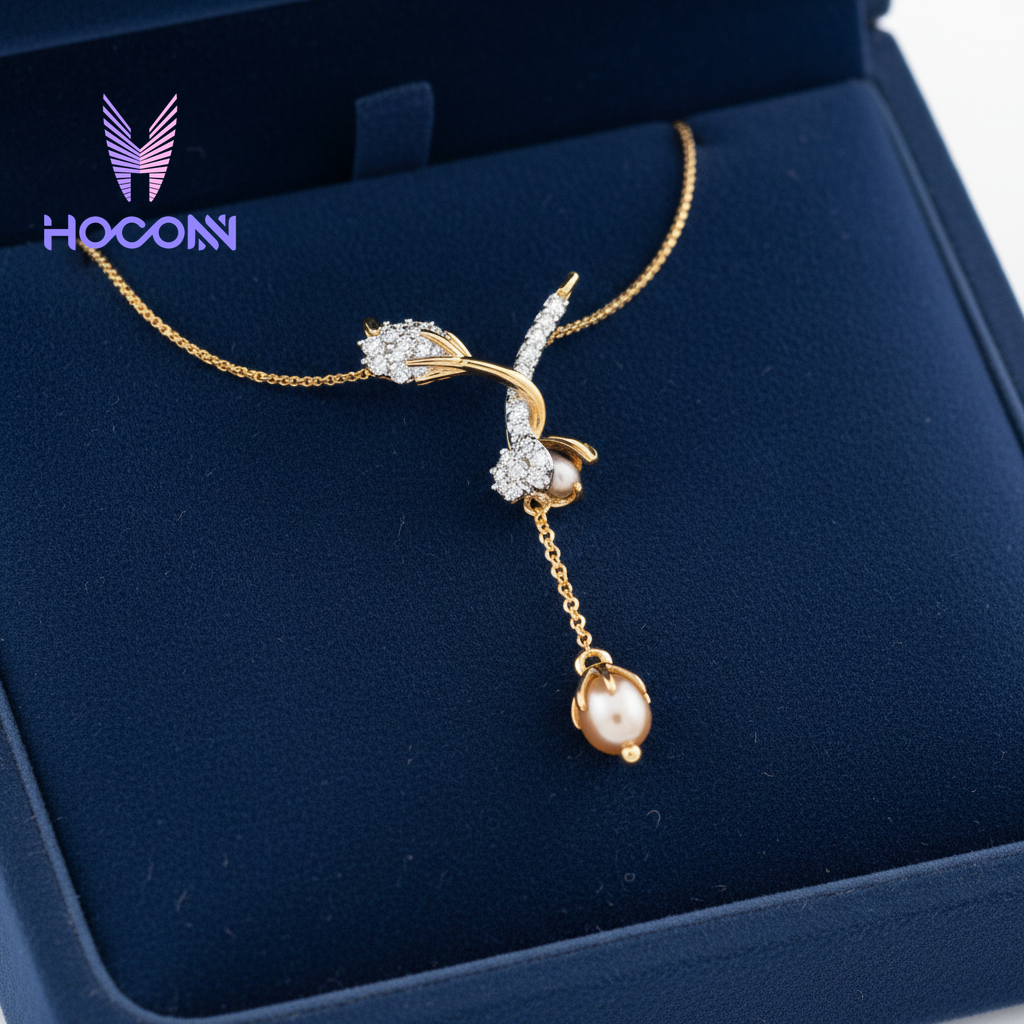 Flowing Vine Pearl Silver Pendant With Chain