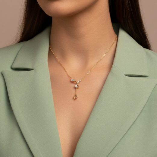 Flowing Vine Pearl Silver Pendant With Chain