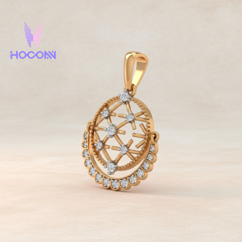 Ornate Mandala Gold Diamond Pendant