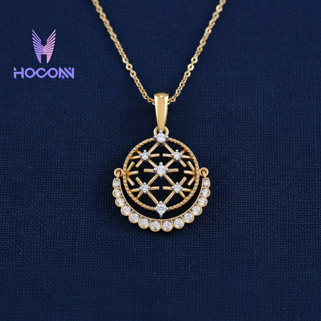 Ornate Mandala Gold Diamond Pendant